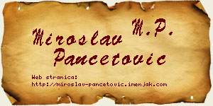 Miroslav Pančetović vizit kartica